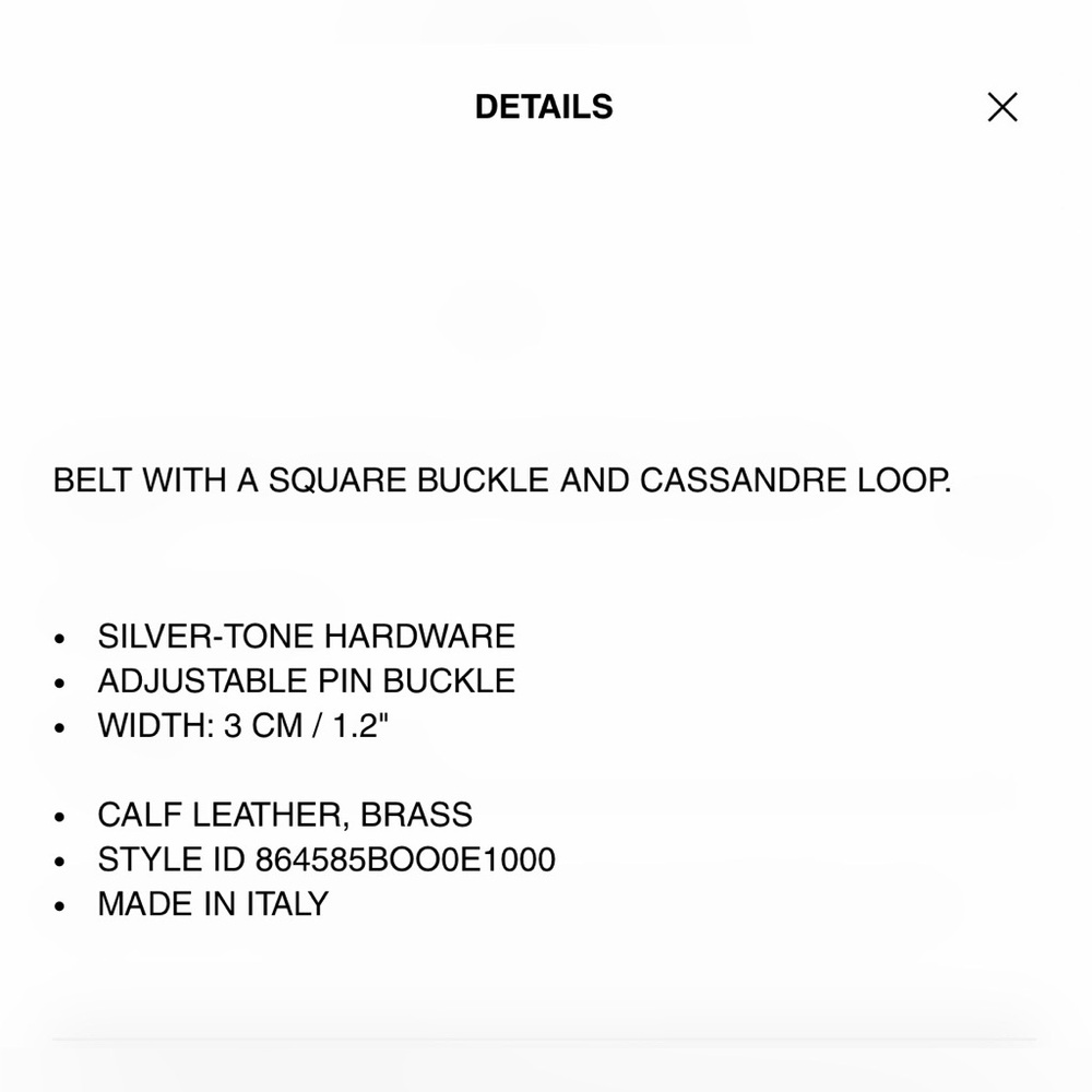 SAINT LAURENT CASSANDRE VADIM BELT IN BLACK SMOOTH LEATHER - Picture 10 of 10
